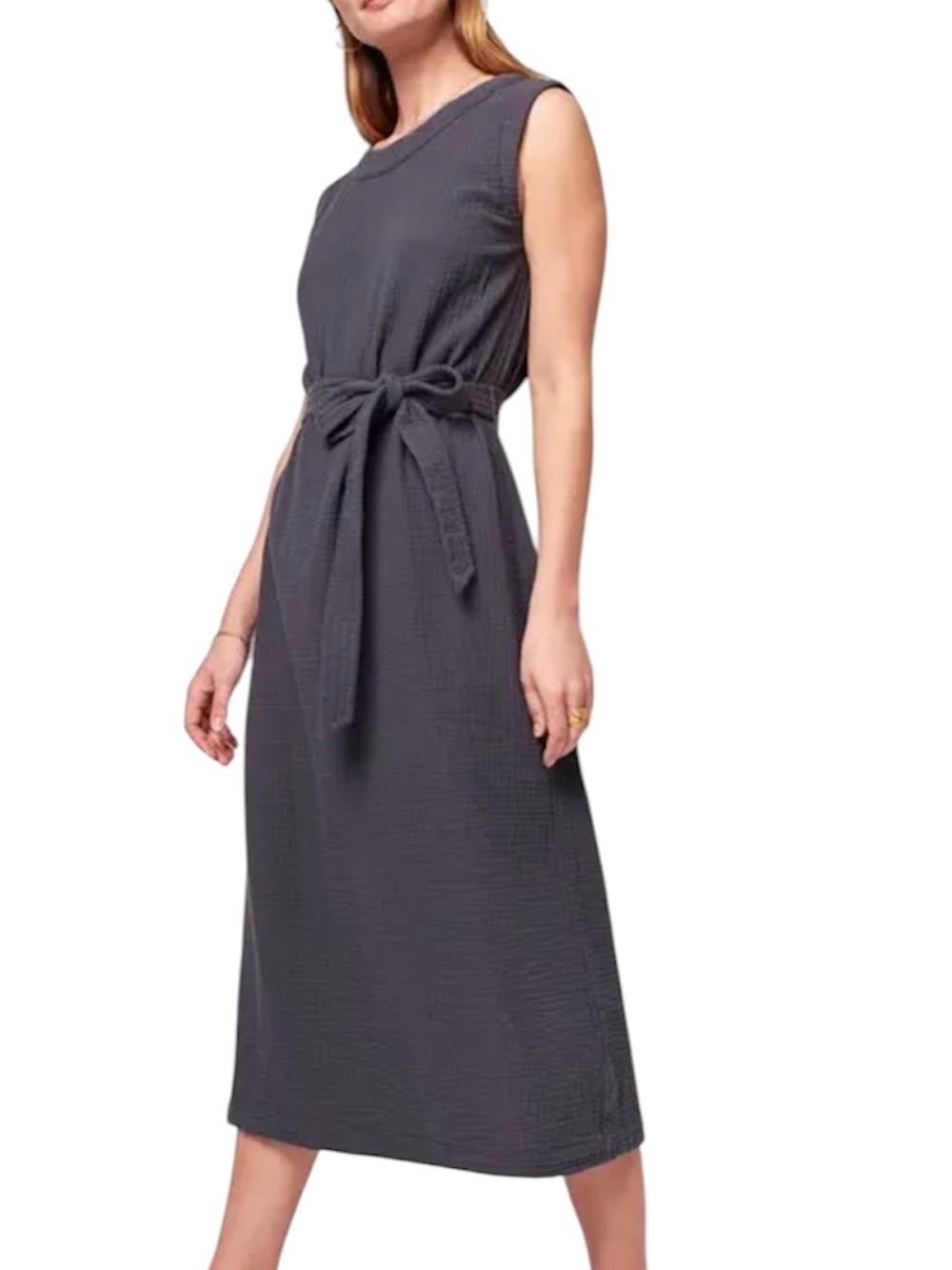 Faherty Charcoal Dream Cotton Gauze Costa Dress szS